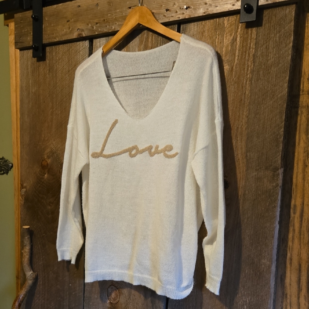 Love White and Tan Women's Top